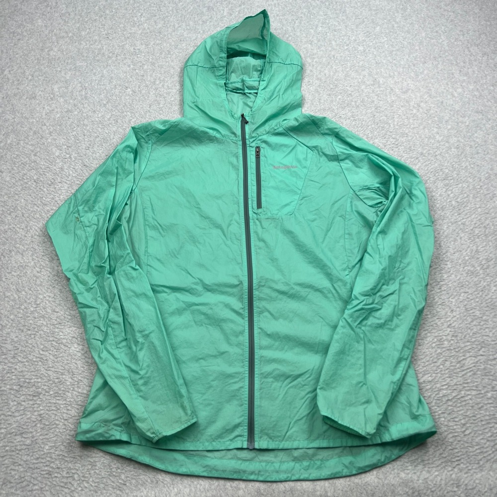 Patagonia Houdini Jacket Womens Large Green Ripstop Ultralight Zip Hoody 24146